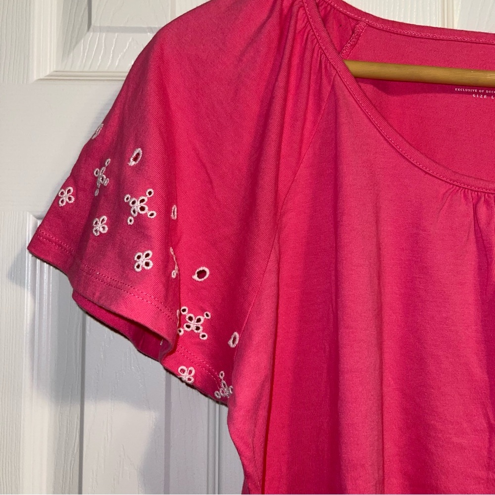 Charter Club Women’s Pink /white Top Size L - Picture 3 of 7